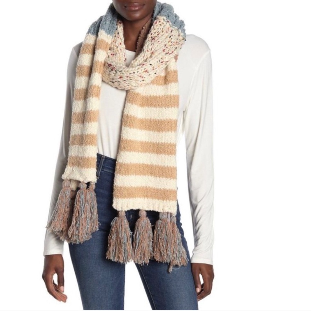 Free People Nova Tassel Scarf Neutral Boho